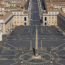 Amazing Panorama to Vatican and city of Rome from dome of St. Peter"s Basilica, Italy