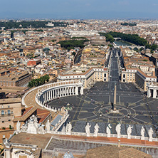 Amazing Panorama to Vatican and city of Rome from dome of St. Peter"s Basilica, Italy