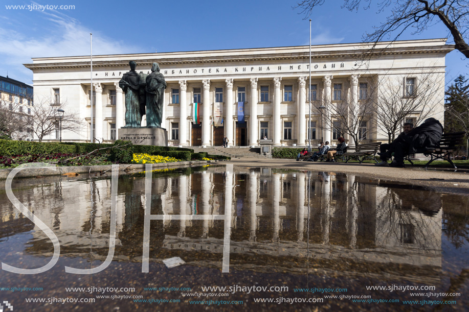 SOFIA, BULGARIA - MARCH 17, 2018: Amazing view of National Library St. Cyril and Methodius in Sofia, Bulgaria