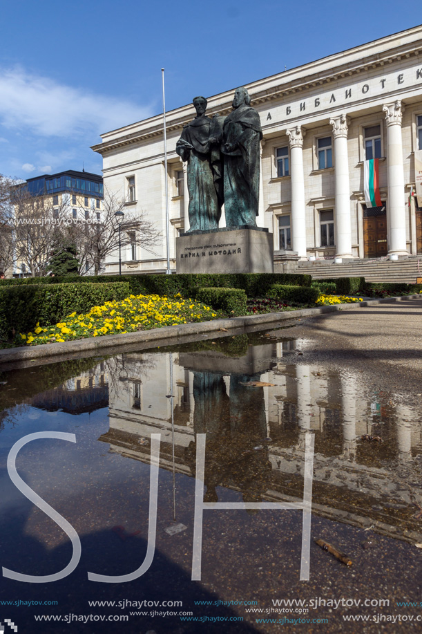 SOFIA, BULGARIA - MARCH 17, 2018: Amazing view of National Library St. Cyril and Methodius in Sofia, Bulgaria