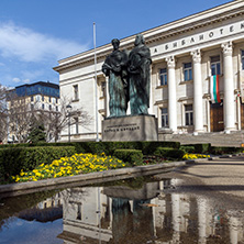 SOFIA, BULGARIA - MARCH 17, 2018: Amazing view of National Library St. Cyril and Methodius in Sofia, Bulgaria
