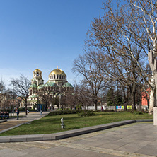 SOFIA, BULGARIA - MARCH 17, 2018:  Amazing view of Cathedral Saint Alexander Nevski in Sofia, Bulgaria