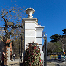 MADRID, SPAIN - JANUARY 22, 2018:  The Retiro Park Door of the Fallen Angel in City of Madrid, Spain