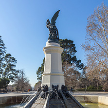 MADRID, SPAIN - JANUARY 22, 2018: Fountain of the Fallen Angel in The Retiro Park in City of Madrid, Spain