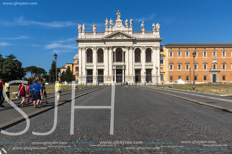 ROME, ITALY - JUNE 25, 2017: Basilica of San Giovanni in Laterano (Basilica di San Giovanni in Laterano) in city of Rome, Italy