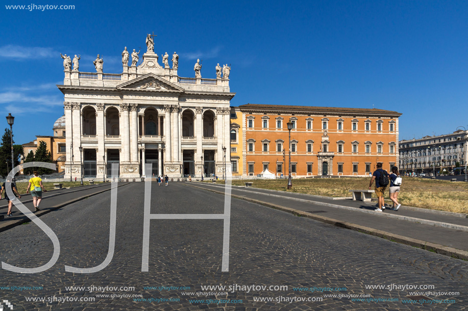 ROME, ITALY - JUNE 25, 2017: Basilica of San Giovanni in Laterano (Basilica di San Giovanni in Laterano) in city of Rome, Italy