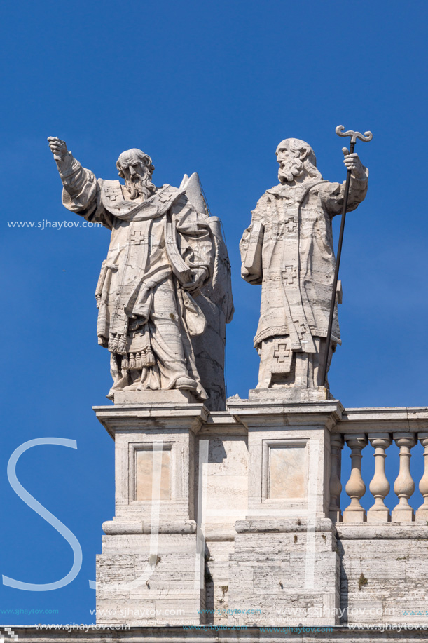 ROME, ITALY - JUNE 25, 2017: Architectural detail of Basilica of San Giovanni in Laterano (Basilica di San Giovanni in Laterano) in city of Rome, Italy