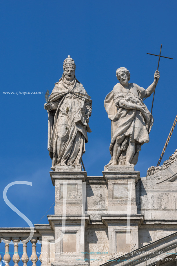 ROME, ITALY - JUNE 25, 2017: Architectural detail of Basilica of San Giovanni in Laterano (Basilica di San Giovanni in Laterano) in city of Rome, Italy