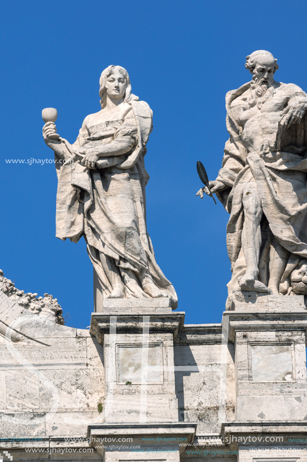 ROME, ITALY - JUNE 25, 2017: Architectural detail of Basilica of San Giovanni in Laterano (Basilica di San Giovanni in Laterano) in city of Rome, Italy