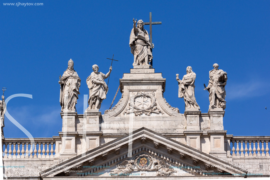 ROME, ITALY - JUNE 25, 2017: Architectural detail of Basilica of San Giovanni in Laterano (Basilica di San Giovanni in Laterano) in city of Rome, Italy