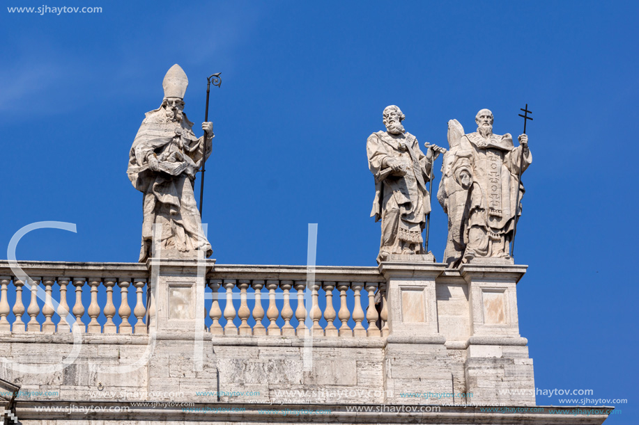 ROME, ITALY - JUNE 25, 2017: Architectural detail of Basilica of San Giovanni in Laterano (Basilica di San Giovanni in Laterano) in city of Rome, Italy