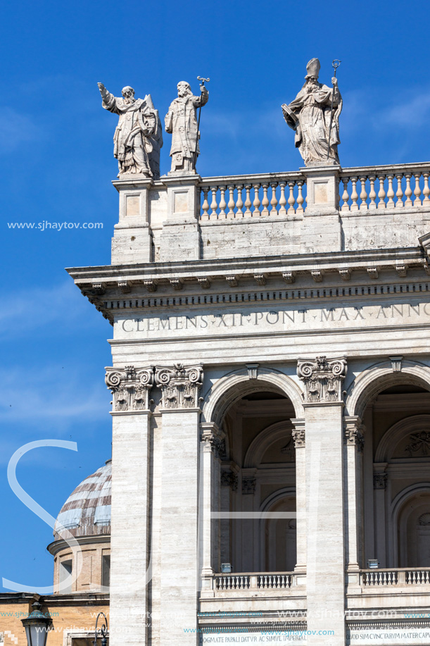 ROME, ITALY - JUNE 25, 2017: Architectural detail of Basilica of San Giovanni in Laterano (Basilica di San Giovanni in Laterano) in city of Rome, Italy