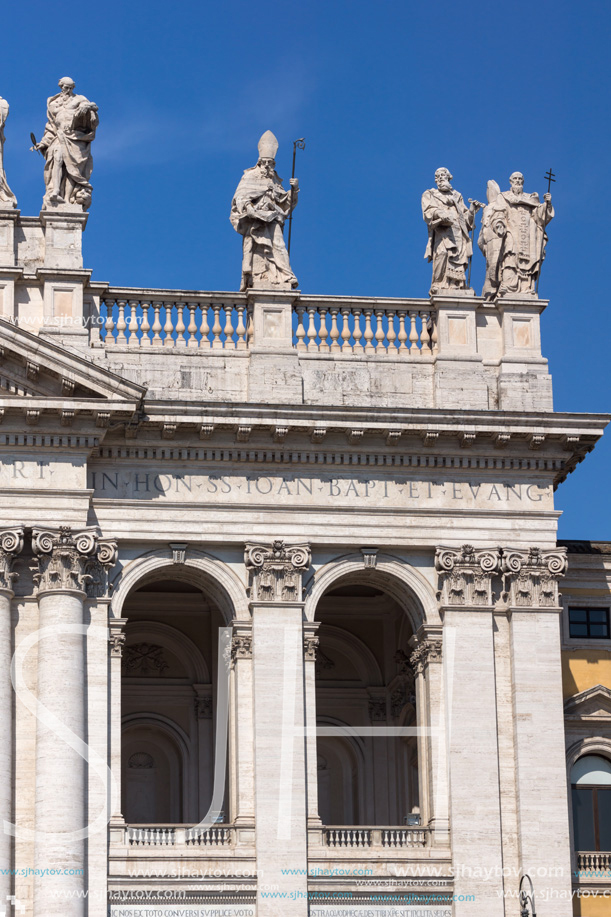 ROME, ITALY - JUNE 25, 2017: Architectural detail of Basilica of San Giovanni in Laterano (Basilica di San Giovanni in Laterano) in city of Rome, Italy