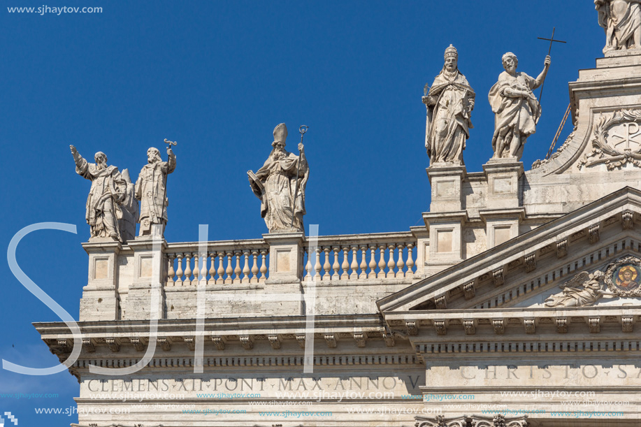 ROME, ITALY - JUNE 25, 2017: Architectural detail of Basilica of San Giovanni in Laterano (Basilica di San Giovanni in Laterano) in city of Rome, Italy