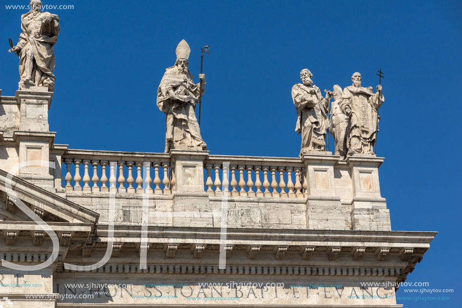 ROME, ITALY - JUNE 25, 2017: Architectural detail of Basilica of San Giovanni in Laterano (Basilica di San Giovanni in Laterano) in city of Rome, Italy