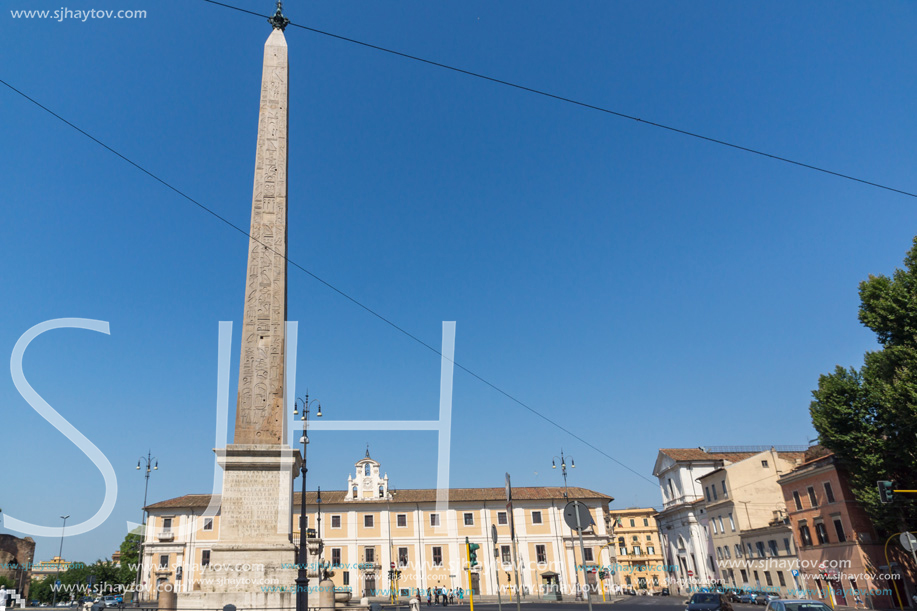 ROME, ITALY - JUNE 25, 2017: Amazing view of Lateran Obelisk in city of Rome, Italy