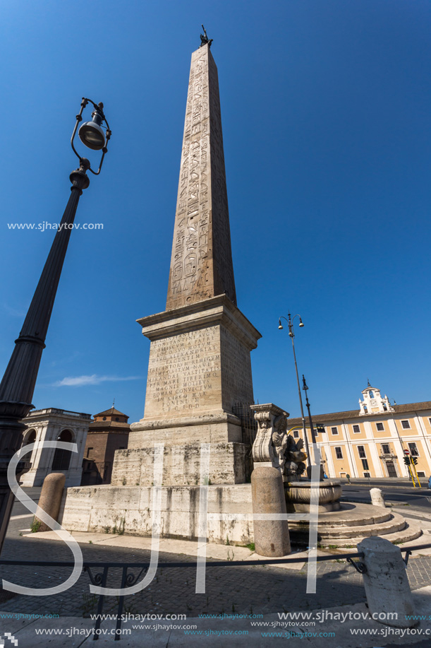 ROME, ITALY - JUNE 25, 2017: Amazing view of Lateran Obelisk in city of Rome, Italy