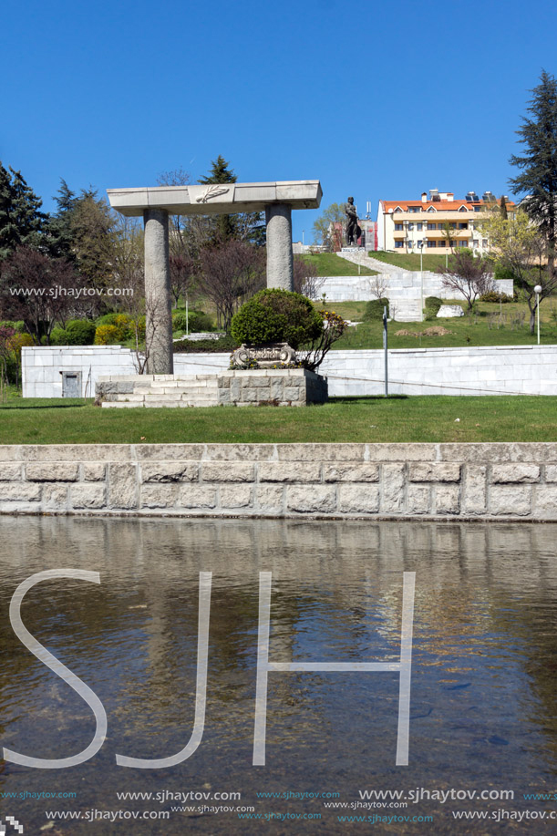 SANDANSKI, BULGARIA - APRIL 4, 2018: Monument and The statue of Spartacus in town of Sandanski, Bulgaria