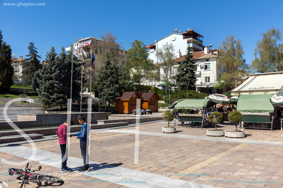 SANDANSKI, BULGARIA - APRIL 4, 2018: The Center and Pedestrian street in town of Sandanski, Bulgaria