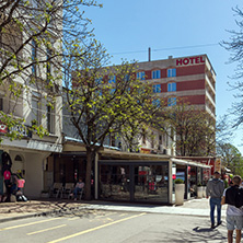 SANDANSKI, BULGARIA - APRIL 4, 2018: The Center and Pedestrian street in town of Sandanski, Bulgaria
