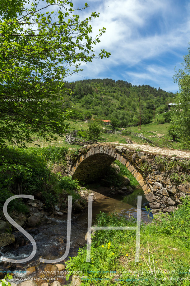Stone bridge over Fotinovo River near village of Fotinovo in Rhodopes Mountain, Pazardzhik region, Bulgaria