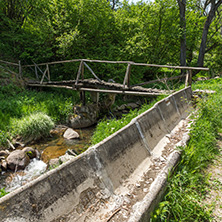Wooden bridge over Fotinovo River near village of Fotinovo in Rhodopes Mountain, Pazardzhik region, Bulgaria