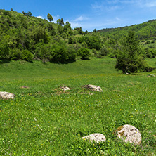 Spring landscape of Green Hills near village of Fotinovo in Rhodopes Mountain, Pazardzhik region, Bulgaria