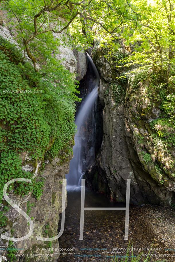 Landscape of Fotinovo waterfalls cascade (Fotinski waterfall) in Rhodopes Mountain, Pazardzhik region, Bulgaria