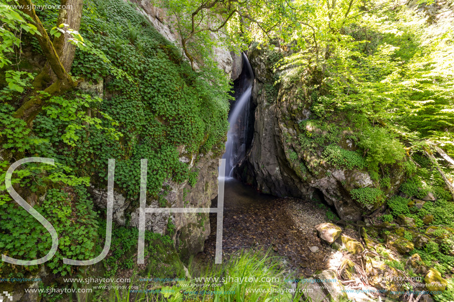 Landscape of Fotinovo waterfalls cascade (Fotinski waterfall) in Rhodopes Mountain, Pazardzhik region, Bulgaria