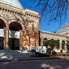 MADRID, SPAIN - JANUARY 22, 2018: Palace of Velazquez in The Retiro Park  in City of Madrid, Spain