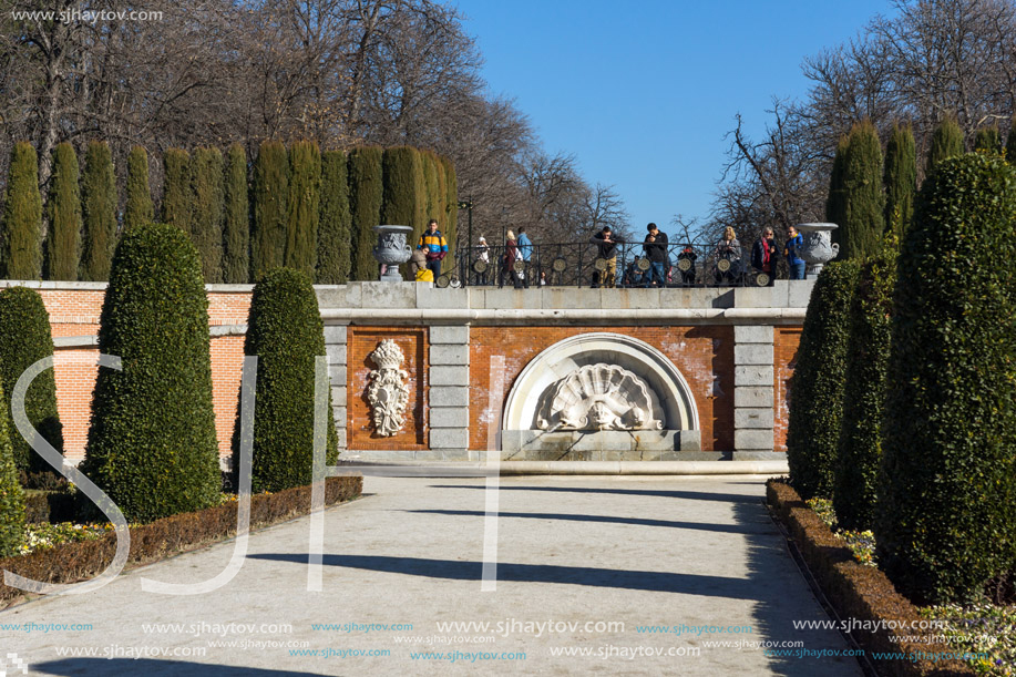 MADRID, SPAIN - JANUARY 22, 2018: Plaza Parterre in The Retiro Park in City of Madrid, Spain
