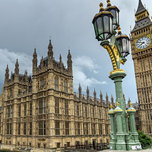 LONDON, ENGLAND - JUNE 16 2016: Sunset view of Houses of Parliament, Westminster palace, London, England, Great Britain
