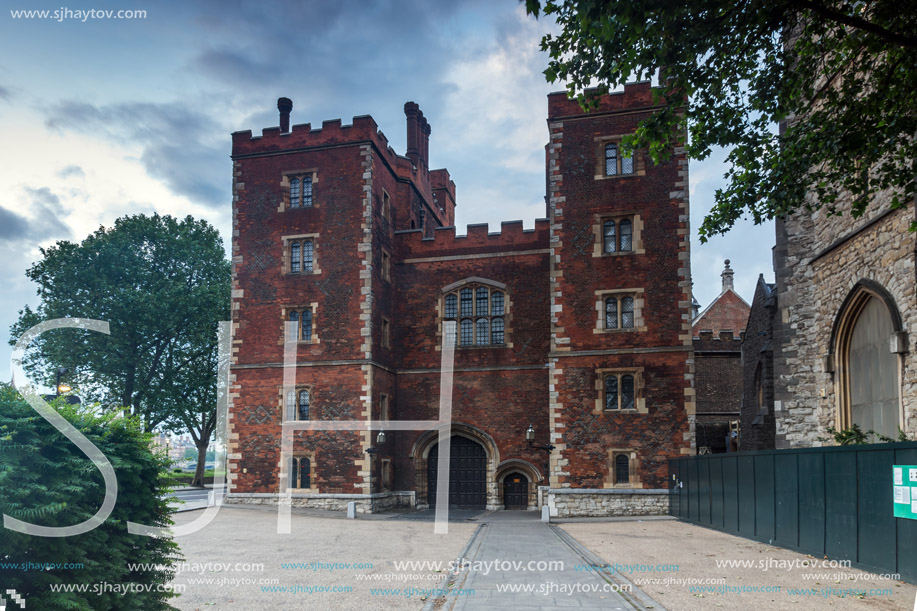 LONDON, ENGLAND - JUNE 16 2016: Sunset view of Lambeth Palace, London, England, Great Britain