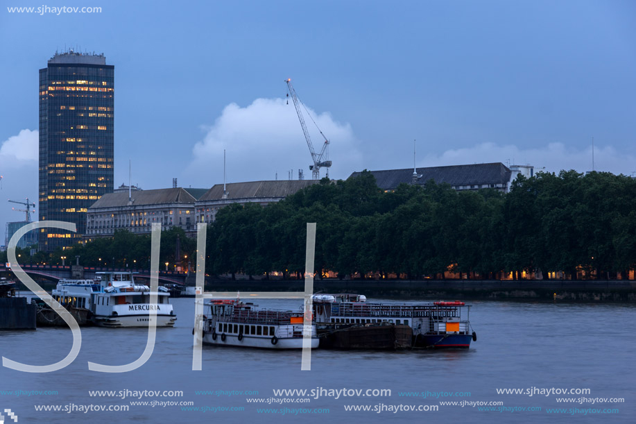 LONDON, ENGLAND - JUNE 16 2016: Amazing night Cityscape of city of London, England, United Kingdom