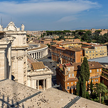 ROME, ITALY - JUNE 24, 2017: Architectural detail of St. Peter"s Basilica at  Saint Peter"s Square, Vatican, Rome, Italy