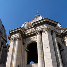 ROME, ITALY - JUNE 24, 2017: Architectural detail of St. Peter"s Basilica at  Saint Peter"s Square, Vatican, Rome, Italy