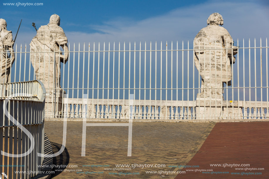 ROME, ITALY - JUNE 24, 2017: Architectural detail of St. Peter"s Basilica at  Saint Peter"s Square, Vatican, Rome, Italy