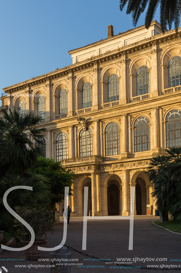 ROME, ITALY - JUNE 24, 2017: Yellow Sunset at Sunset Palazzo Barberini - National Gallery of Ancient Art in Rome, Italy