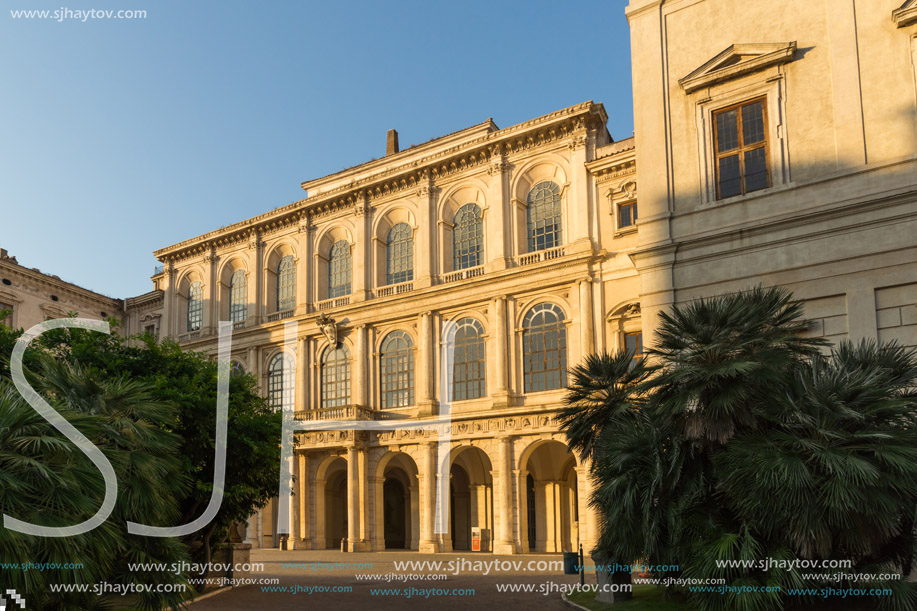 ROME, ITALY - JUNE 24, 2017: Yellow Sunset at Sunset Palazzo Barberini - National Gallery of Ancient Art in Rome, Italy