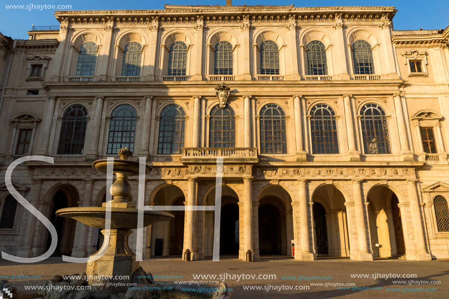 ROME, ITALY - JUNE 24, 2017: Yellow Sunset at Sunset Palazzo Barberini - National Gallery of Ancient Art in Rome, Italy