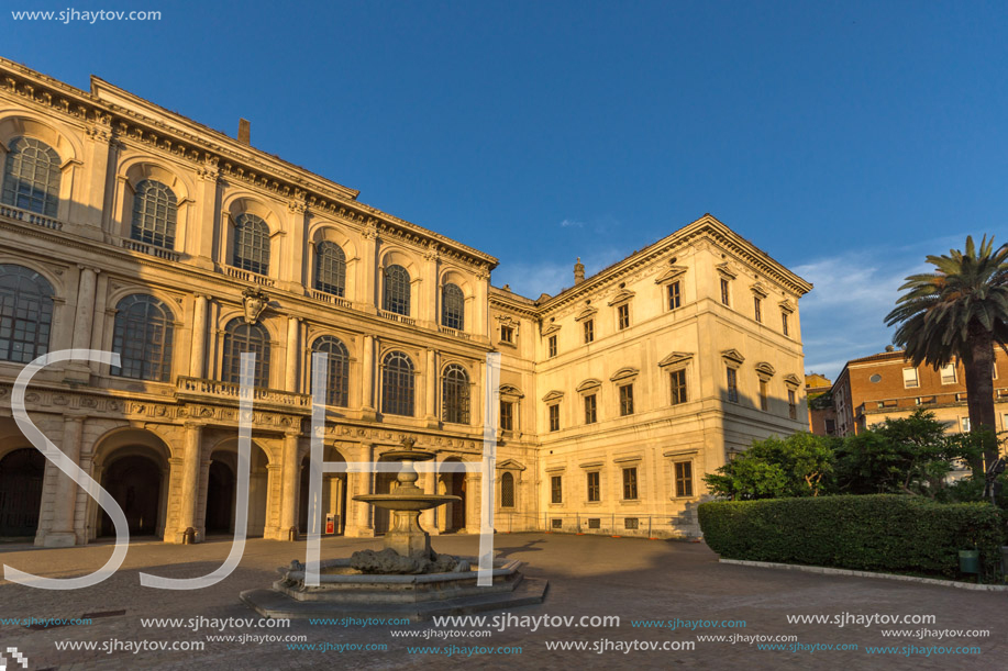 ROME, ITALY - JUNE 24, 2017: Yellow Sunset at Sunset Palazzo Barberini - National Gallery of Ancient Art in Rome, Italy