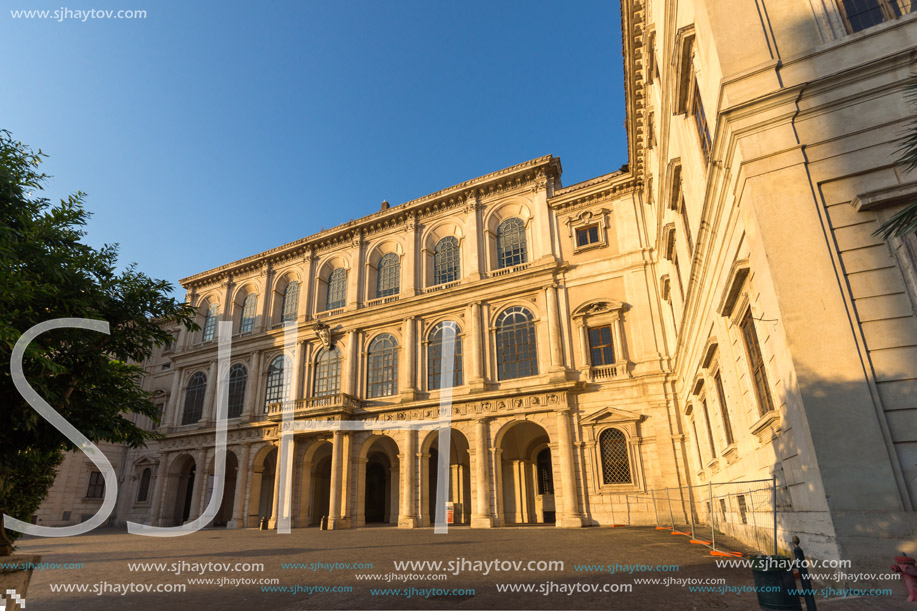 ROME, ITALY - JUNE 24, 2017: Yellow Sunset at Sunset Palazzo Barberini - National Gallery of Ancient Art in Rome, Italy