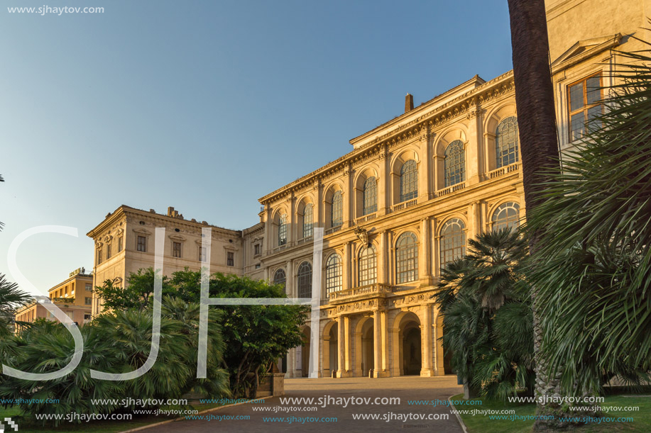 ROME, ITALY - JUNE 24, 2017: Yellow Sunset at Sunset Palazzo Barberini - National Gallery of Ancient Art in Rome, Italy