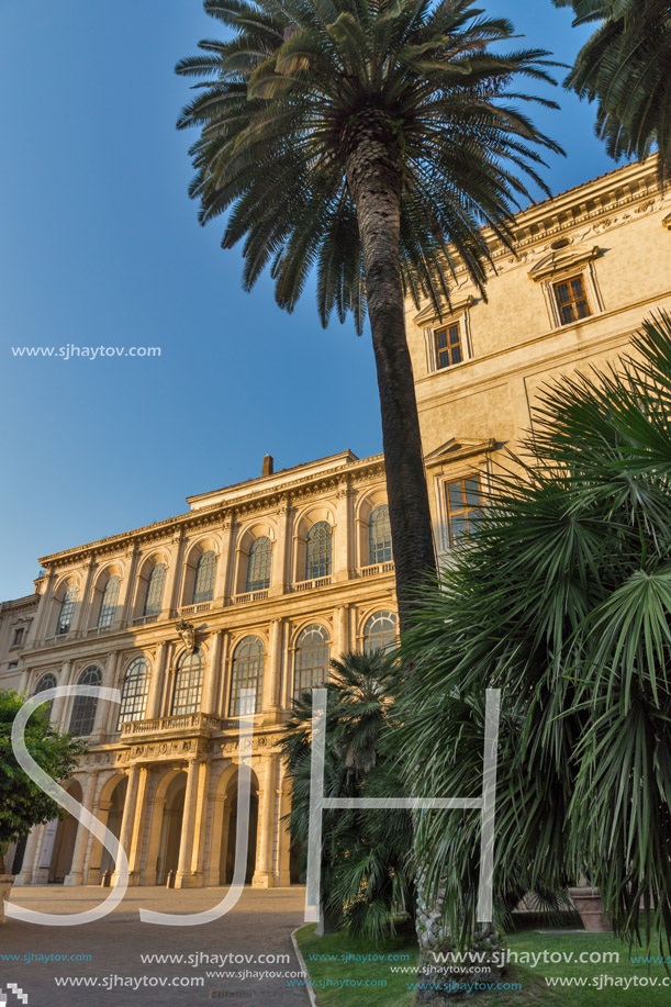 ROME, ITALY - JUNE 24, 2017: Yellow Sunset at Sunset Palazzo Barberini - National Gallery of Ancient Art in Rome, Italy