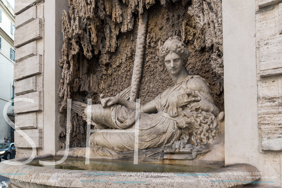 ROME, ITALY - JUNE 24, 2017: Architectural detail from Crossing of Quattro Fontane in city of Rome, Italy