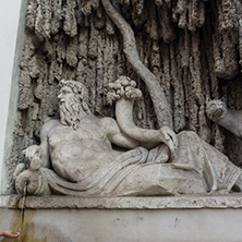 ROME, ITALY - JUNE 24, 2017: Architectural detail from Crossing of Quattro Fontane in city of Rome, Italy