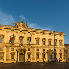 ROME, ITALY - JUNE 24, 2017: Sunset view of Palazzo della Consulta at Piazza del Quirinale in Rome, Italy