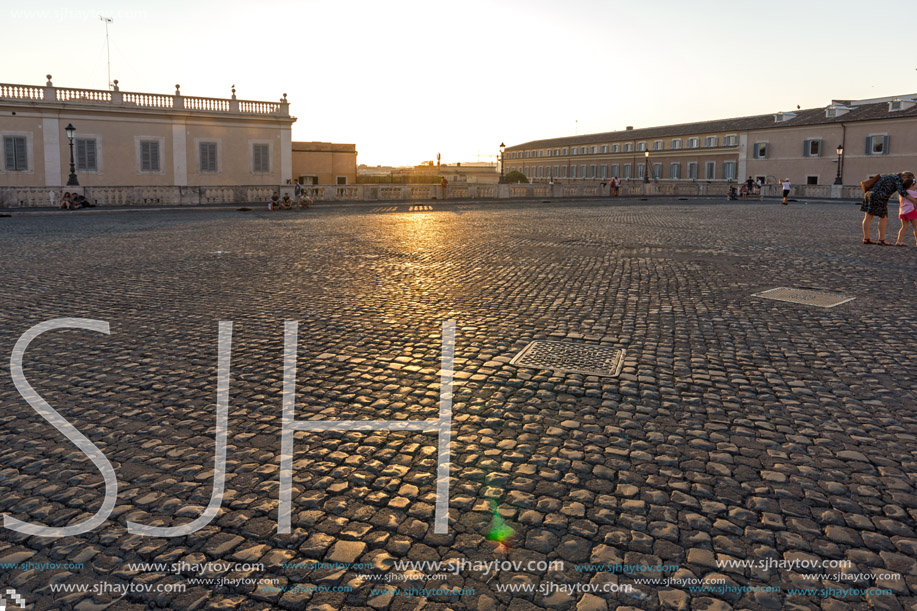 ROME, ITALY - JUNE 24, 2017: Sunset view of Piazza del Quirinale in Rome, Italy