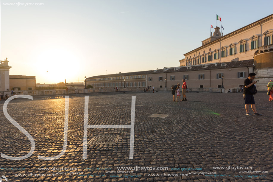 ROME, ITALY - JUNE 24, 2017: Sunset view of Piazza del Quirinale in Rome, Italy