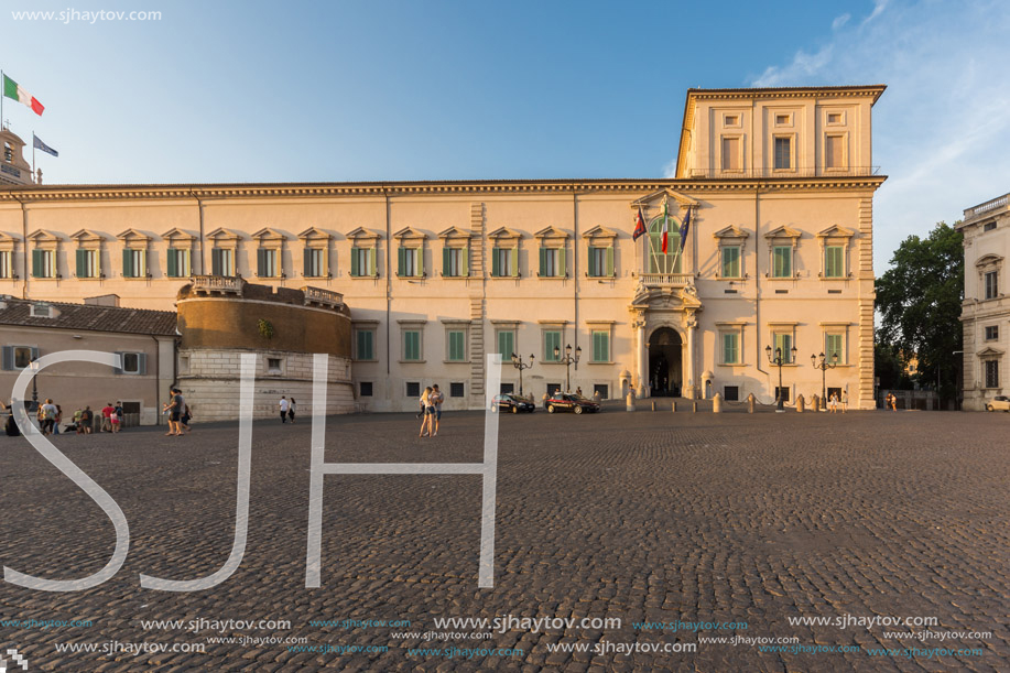 ROME, ITALY - JUNE 24, 2017: Sunset view of Quirinal Palace at Piazza del Quirinale in Rome, Italy